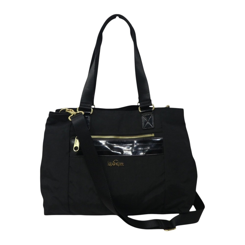 Kipling Alenya Tote Bag Women Medium Black Nylon Adjustable Strap Gold Hardware